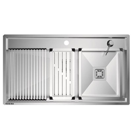 سینک دستساز توکار ایستا مدل 5090D لگن چپ | عمق 24 سانت با آبچکان رولی