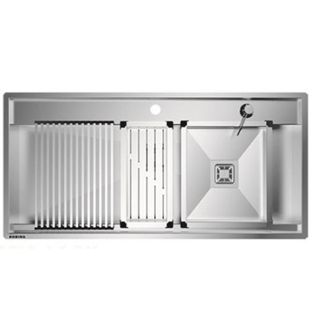 سینک دستساز توکار ایستا مدل 50104D لگن چپ | عمق 24 سانتیمتر و آبچکان رولی